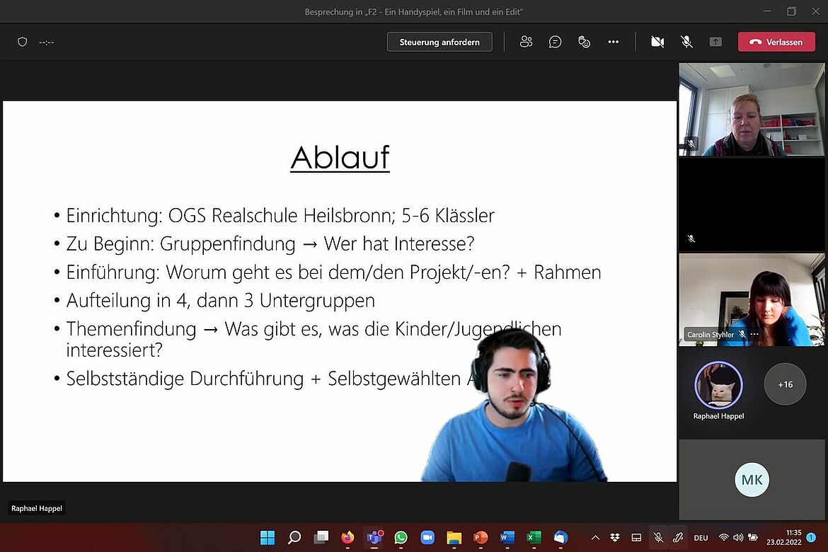 Ein Folie über den Ablauf