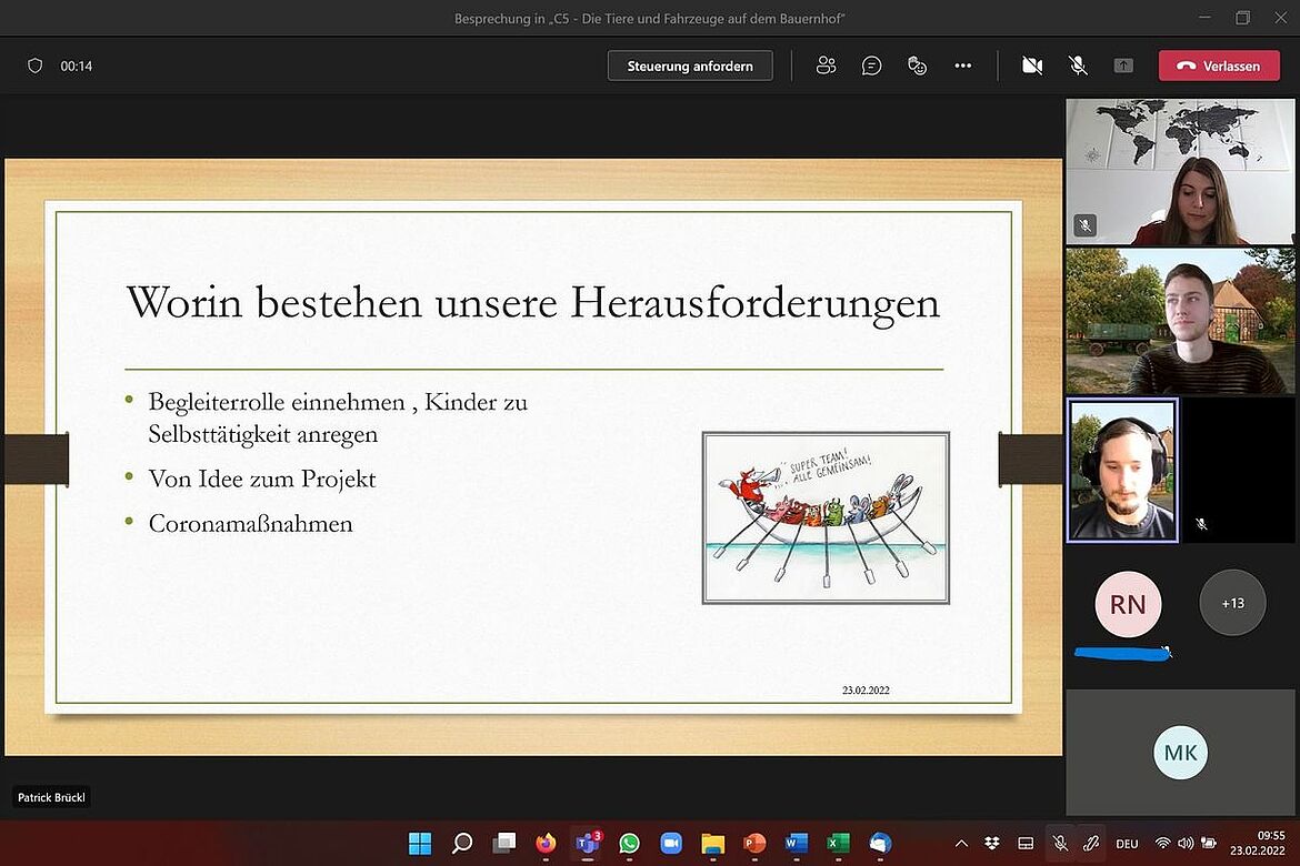 Ein geteilter Bildschirm in einer Online Konferenz